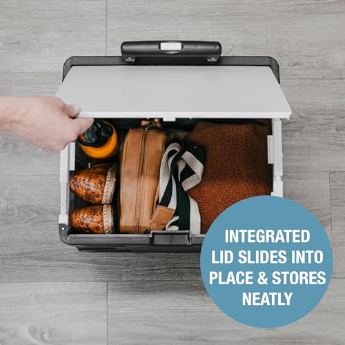 35L Black/Cream Collapsible Wheeled Crate with Lid Z29063