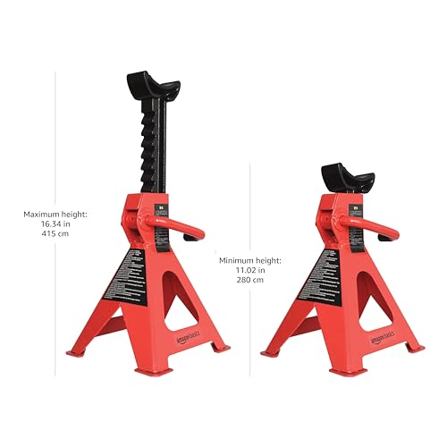 Steel Jack Auto Stands, 3 Ton Capacity, 1 Pair, Black and Red Z5311