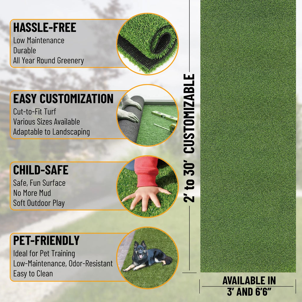 6'6" x 28' Green Artificial Turf Golf Hitting Mat M2654