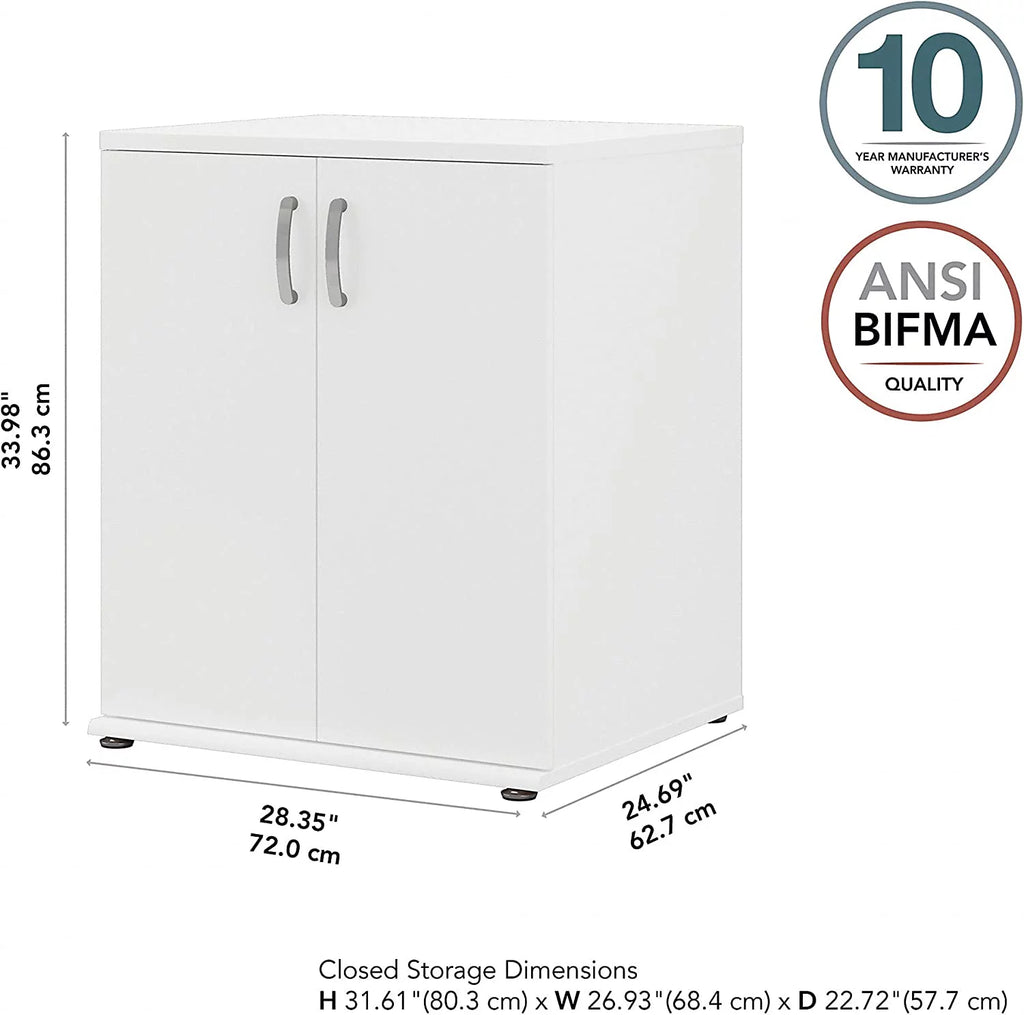 White Engineered Wood Laundry Room Cabinet with Doors V921