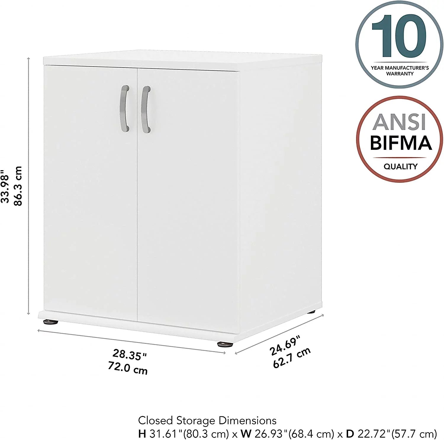 White Engineered Wood Laundry Room Cabinet with Doors V921
