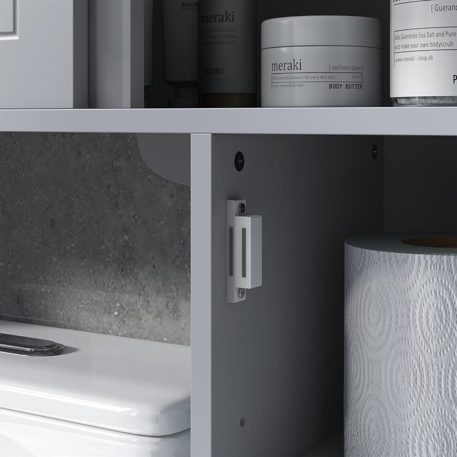 Gray Freestanding Over The Toilet Bathroom Cabinet with Adjustable Shelves T675163