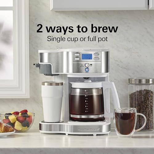 12 Cup Programmable Drip Coffee Maker & Single Serve Machine, Glass Carafe, White C564