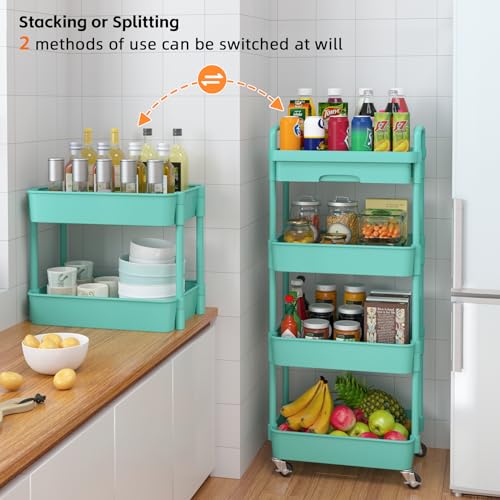 3-Tier Rolling Utility Cart with Drawer, Black I6596
