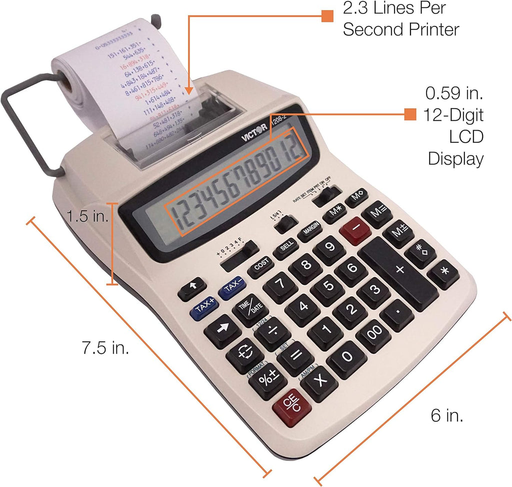 12 Digit LCD Display Printing Calculator R258914