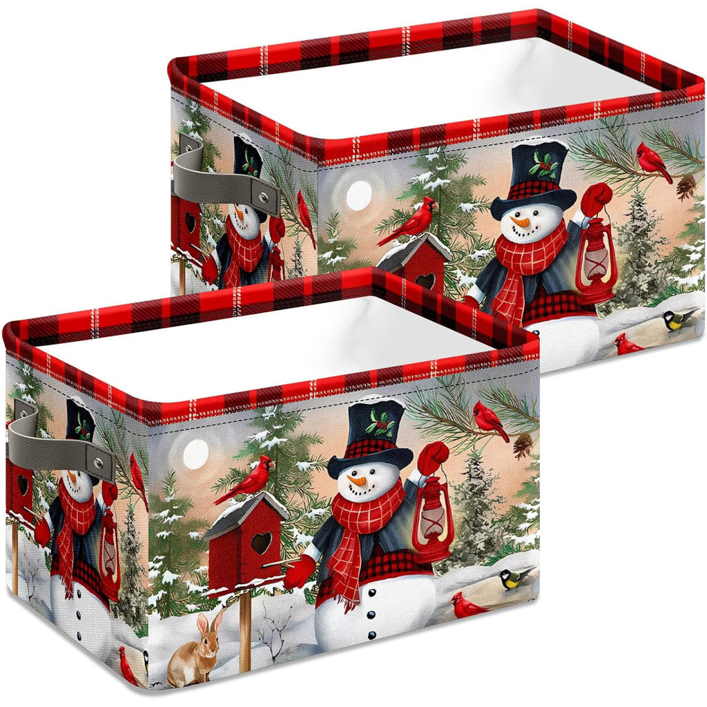 Christmas Snowman Fabric Storage Baskets with Handles, 2 count F911