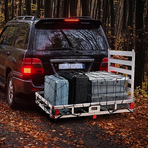 50 x 29.5 x 8.7 inch 500lbs Capacity Aluminum Hitch Cargo Carrier with Folding Ramp W2269