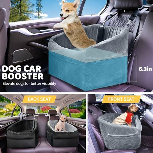Grey Dog Booster Seat with Safety Leash and Storage Pockets S8564