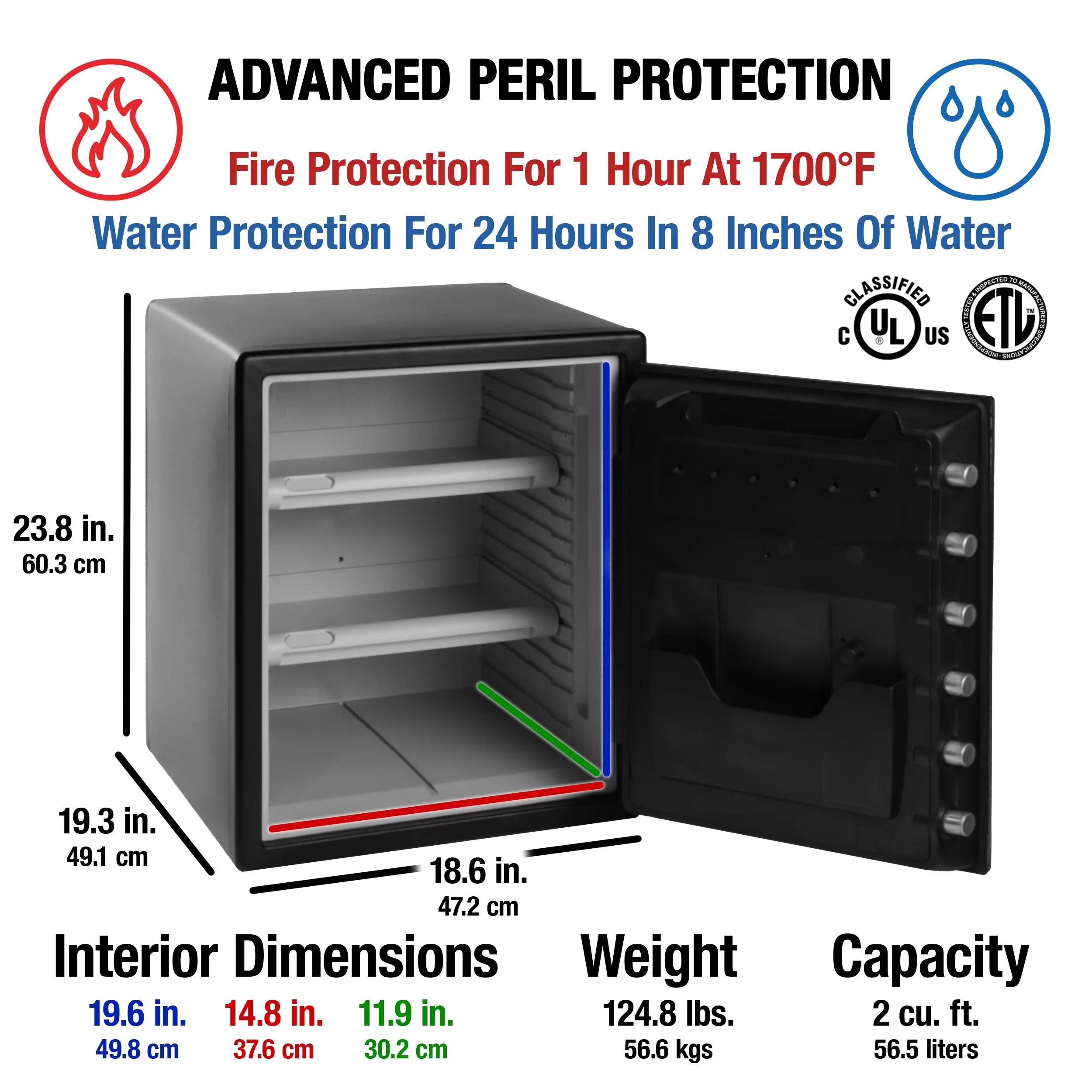 2.0 cu. ft. Water and Fire-Resistant Safe with Digital Keypad Lock V14310