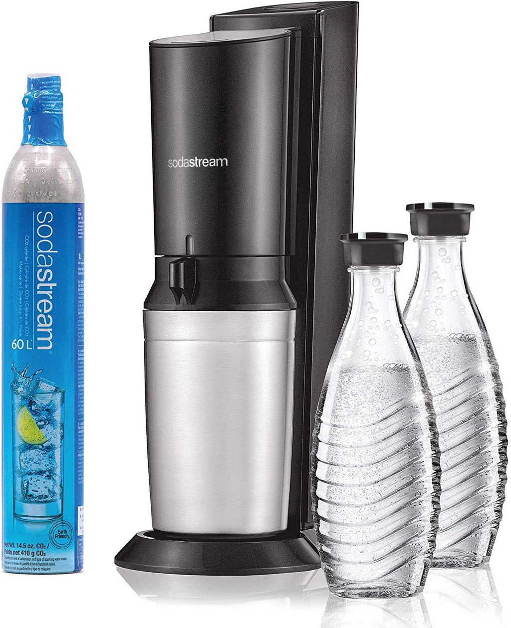 Black Sparkling Water Machine with Co2 and Glass Carafes U4608