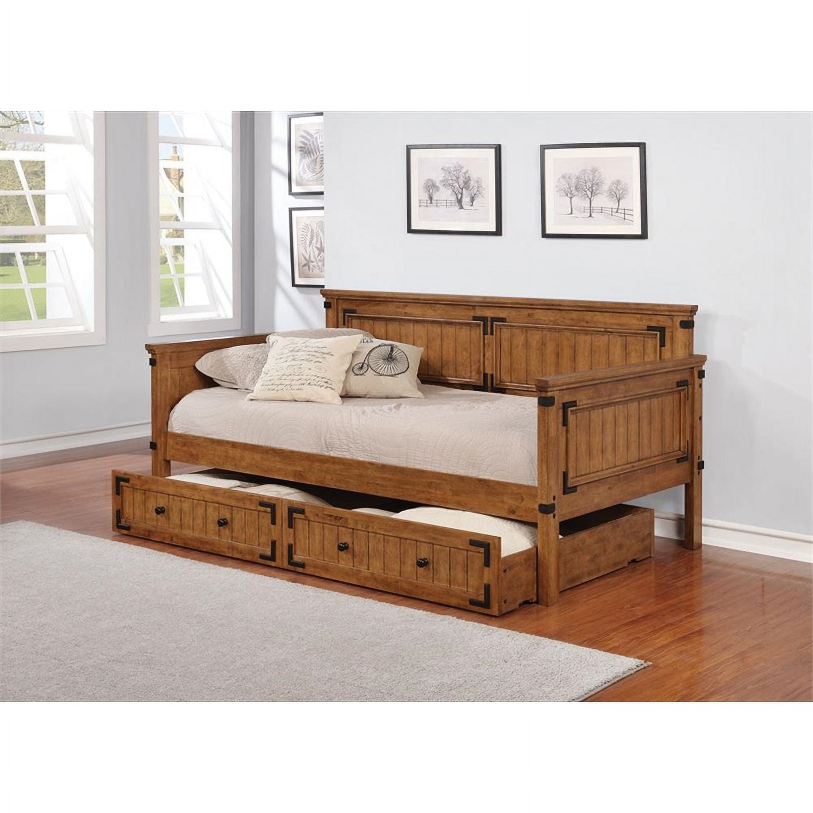 Brown Solid Wood Twin Daybed J605