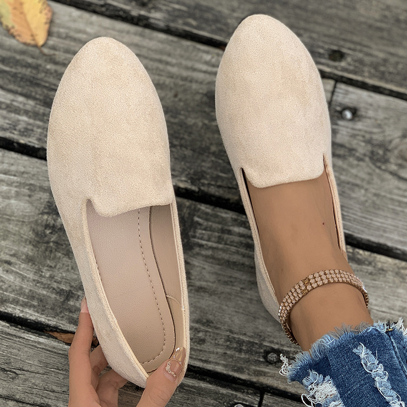 Women's Suede Slip-On Casual Flats – Pointed-Toe Walking Shoes