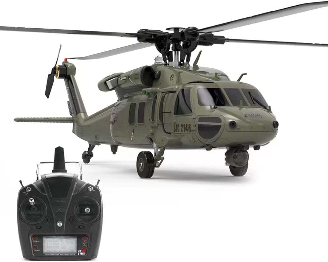 2.4G 6CH Brushless Direct Drive Remote Control Military Helicopter H393705