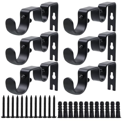 Gold Metal Curtain Rod Bracket 6 Pack for 1 Inch Curtain Rod B753