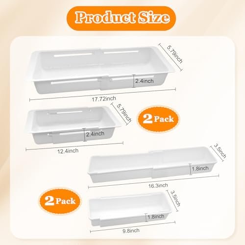 2 Pack White Hanging Drawer Organizer with Non-Hanging Sliding Storage Trays X601190