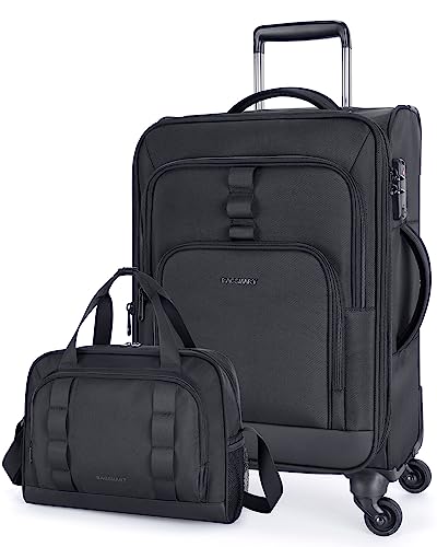 Black Expandable 20 inch Carry on Luggage with Spinner Wheels Z780491