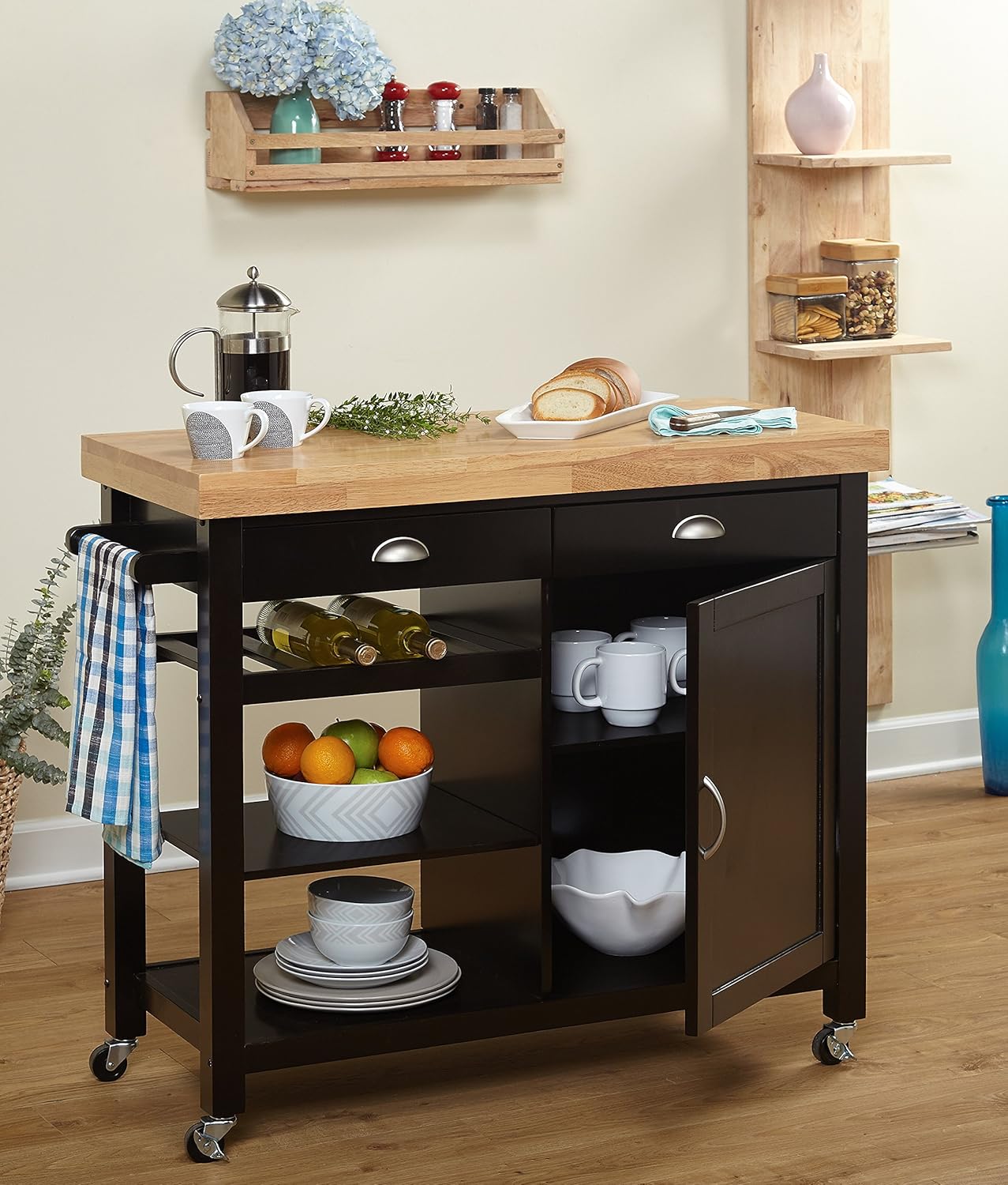 Wenge/Natural Storage Kitchen Cart D617234