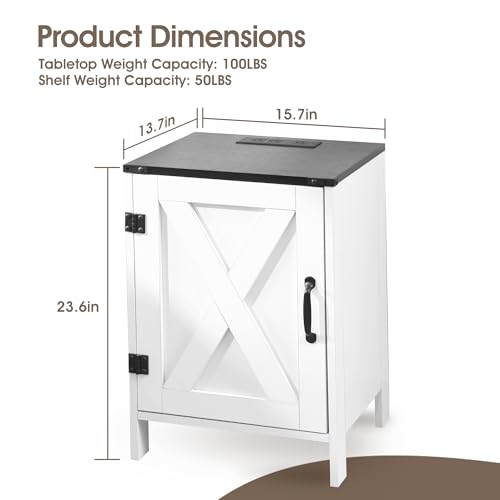 White Nightstand Set of 2 with Charging Station Z70146