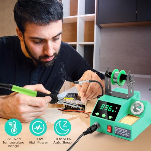 100W Digital Display Soldering Iron Station Kit with 2 Helping Hands G43453