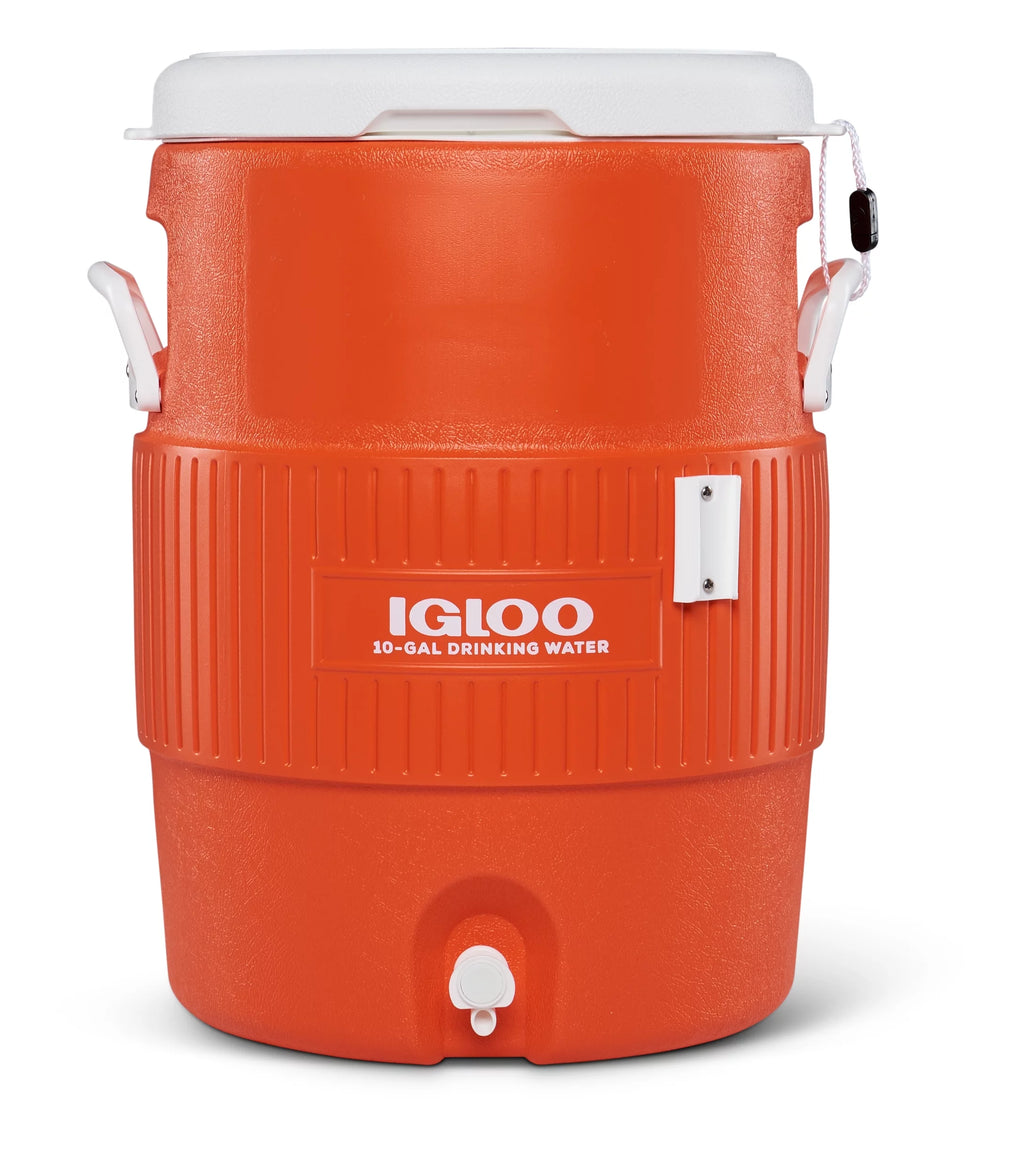 Orange 10-Gallon Water Jug with Cup Dispenser Q274