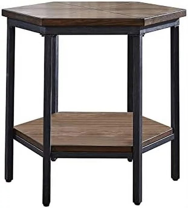 Mocha Hexagonal Iron End Table Z803