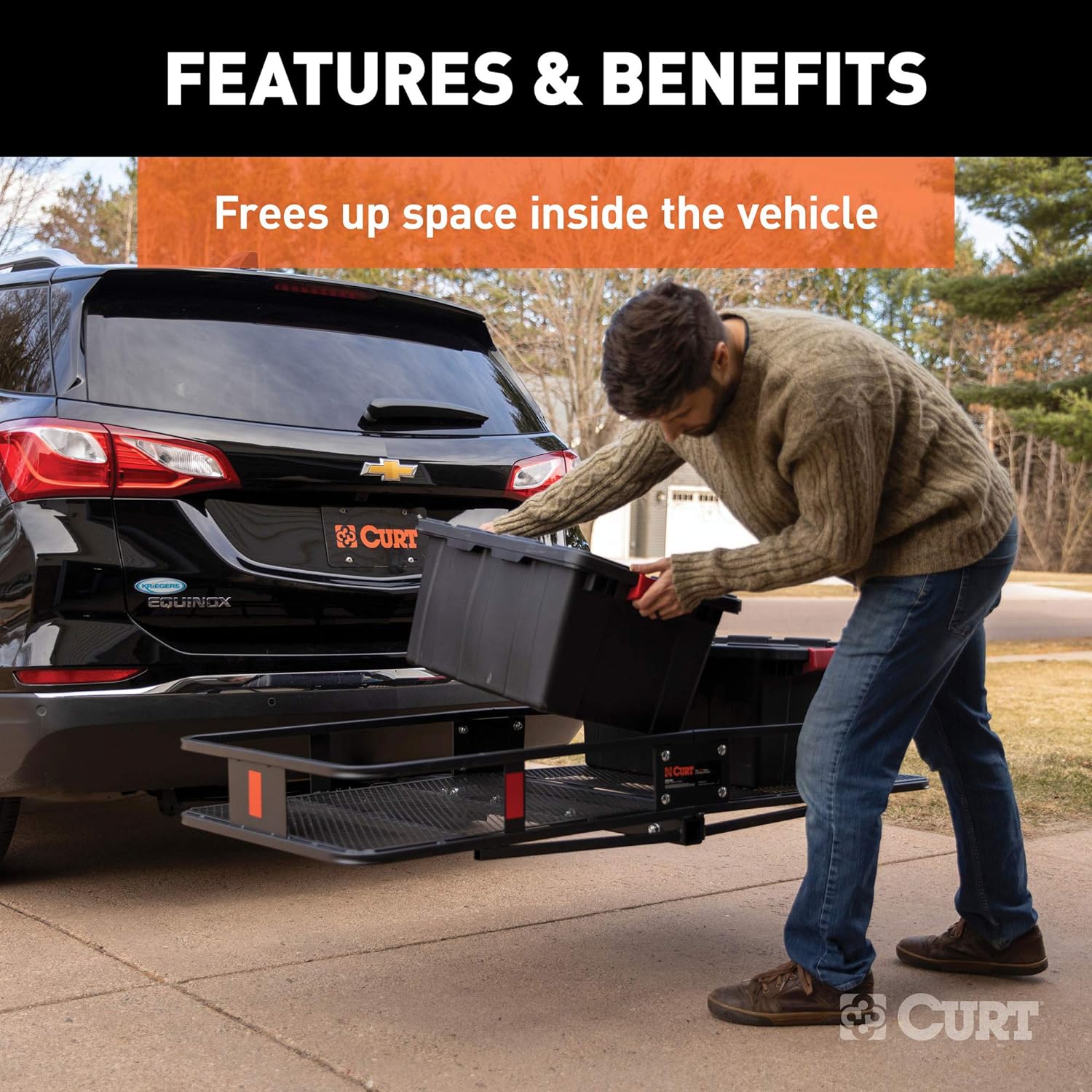 60 x 24-Inch Black Steel Basket Hitch Cargo Carrier S338665