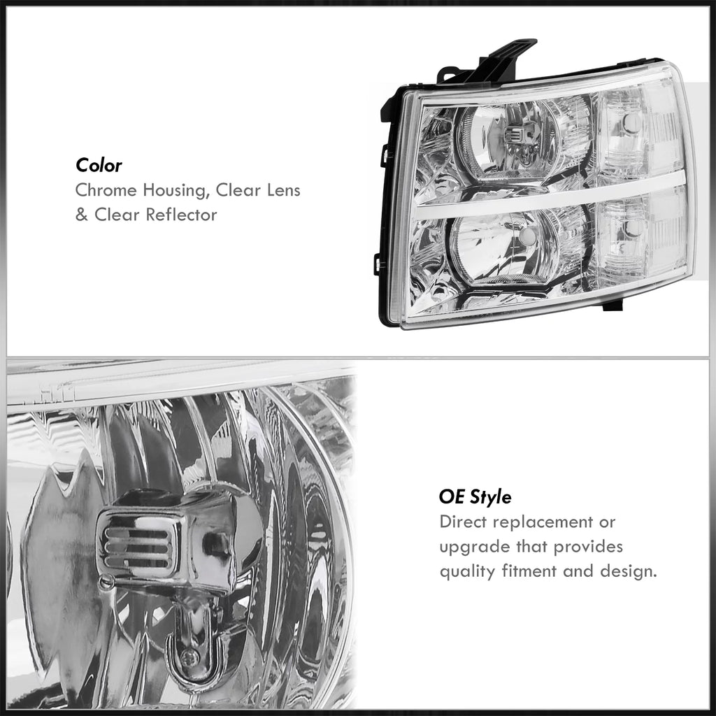Chrome Housing Clear Lens Headlights Driving Signal Bumper Lamps R404