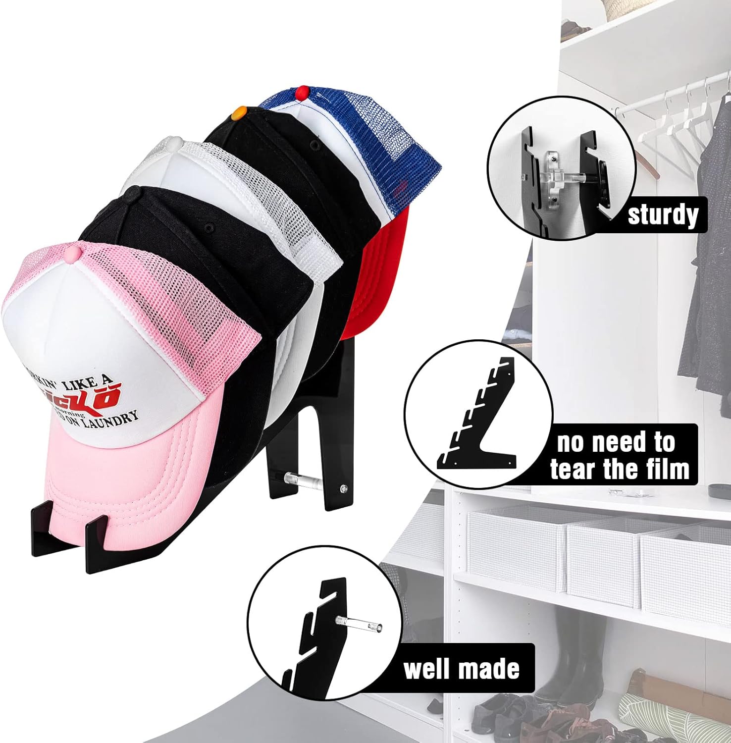 Black Acrylic Hat Racks Set of 2 X6376