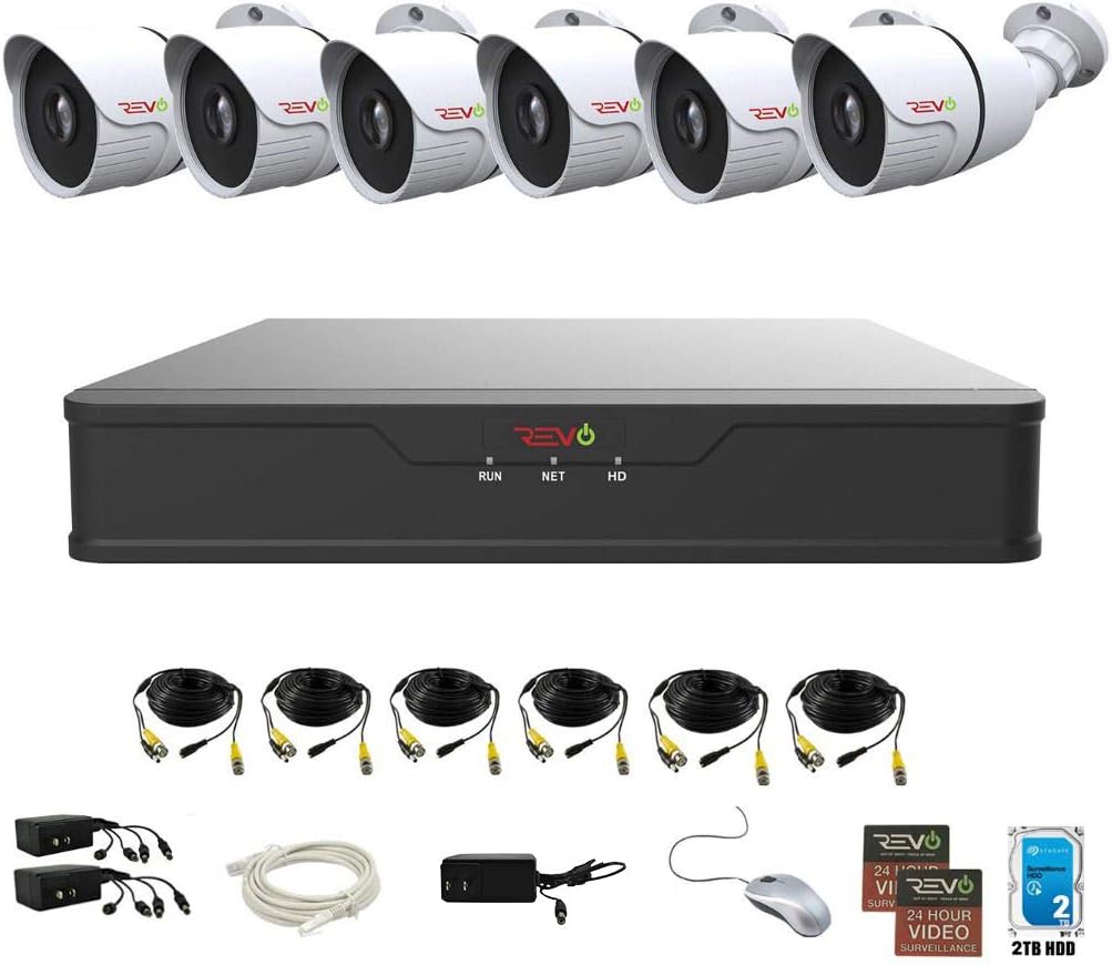 8Ch 2TB HDD DVR Video Security System with 6 x 1080p IR Bullet Cameras Z5095