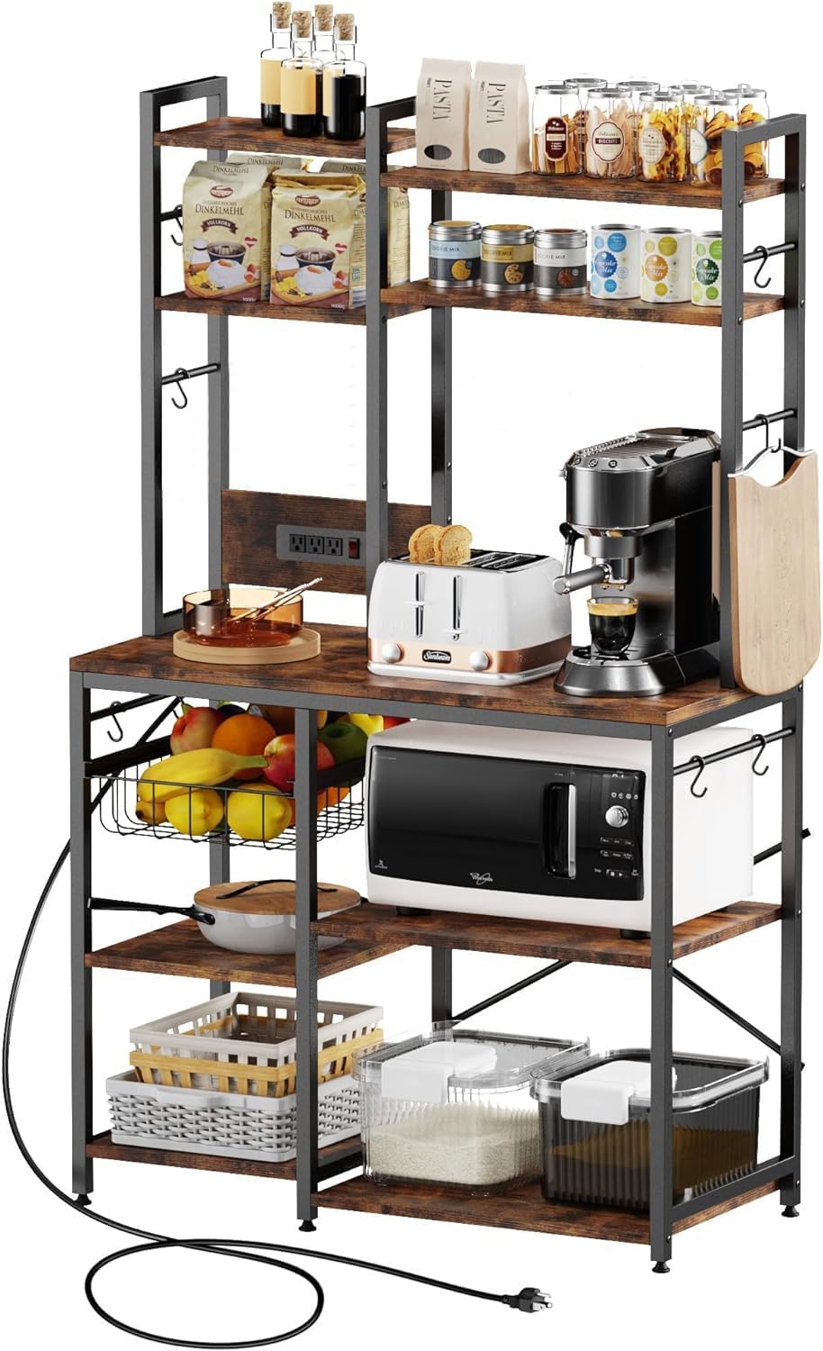 6-Tier Microwave Stand with 12 S-Shaped Hooks V88608