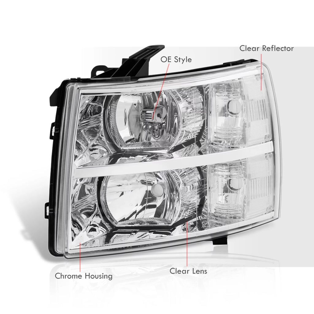Chrome Housing Clear Lens Headlights Driving Signal Bumper Lamps R404