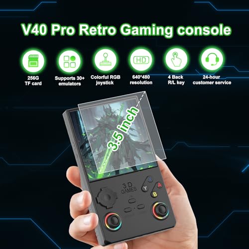 40000 in 1 Handheld Game Console 4.0 inch IPS Screen 4000mAh Portable Pocket Arcade 256G TF Card Transparent Black J740757