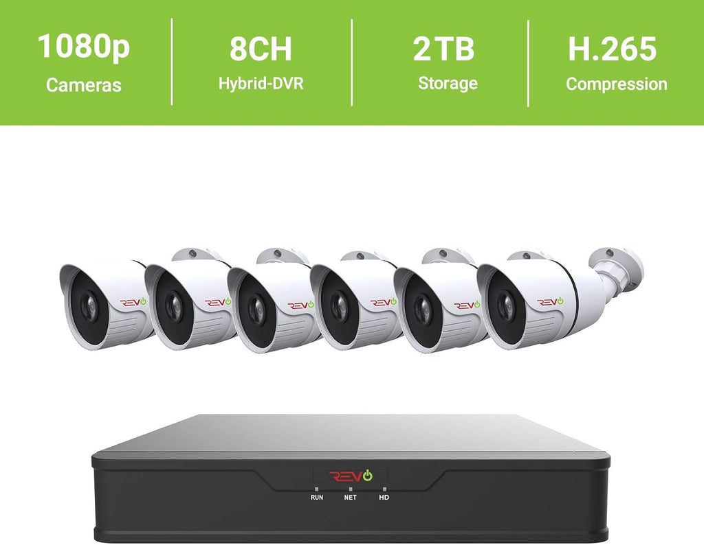 8Ch 2TB HDD DVR Video Security System with 6 x 1080p IR Bullet Cameras Z5095