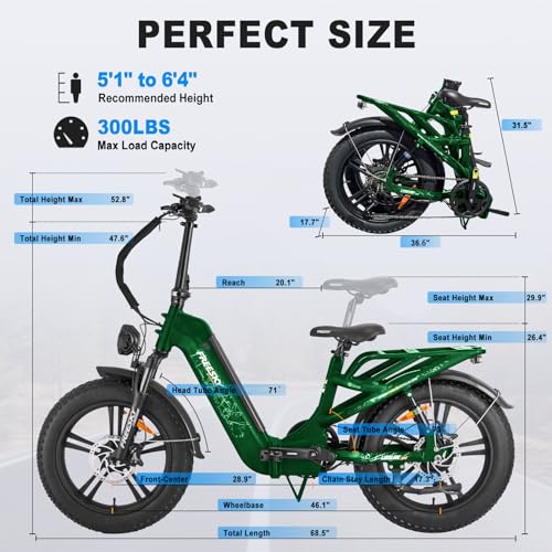 20'' Fat Tire Full Suspension Folding Electric Bike with 48V 20Ah Removable Battery G20053