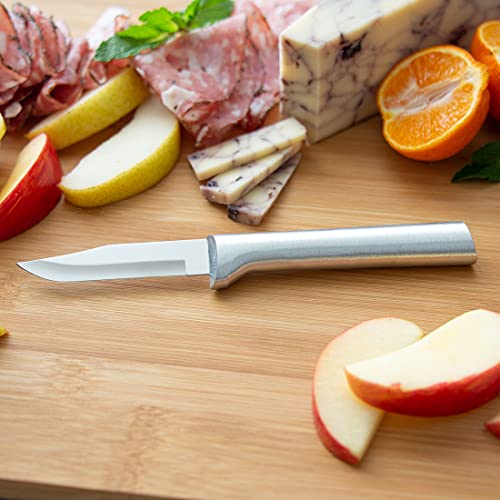 Peeling Paring Knife, Stainless Steel Blade, Brushed Aluminum Handle, Pack of 2 Y4229