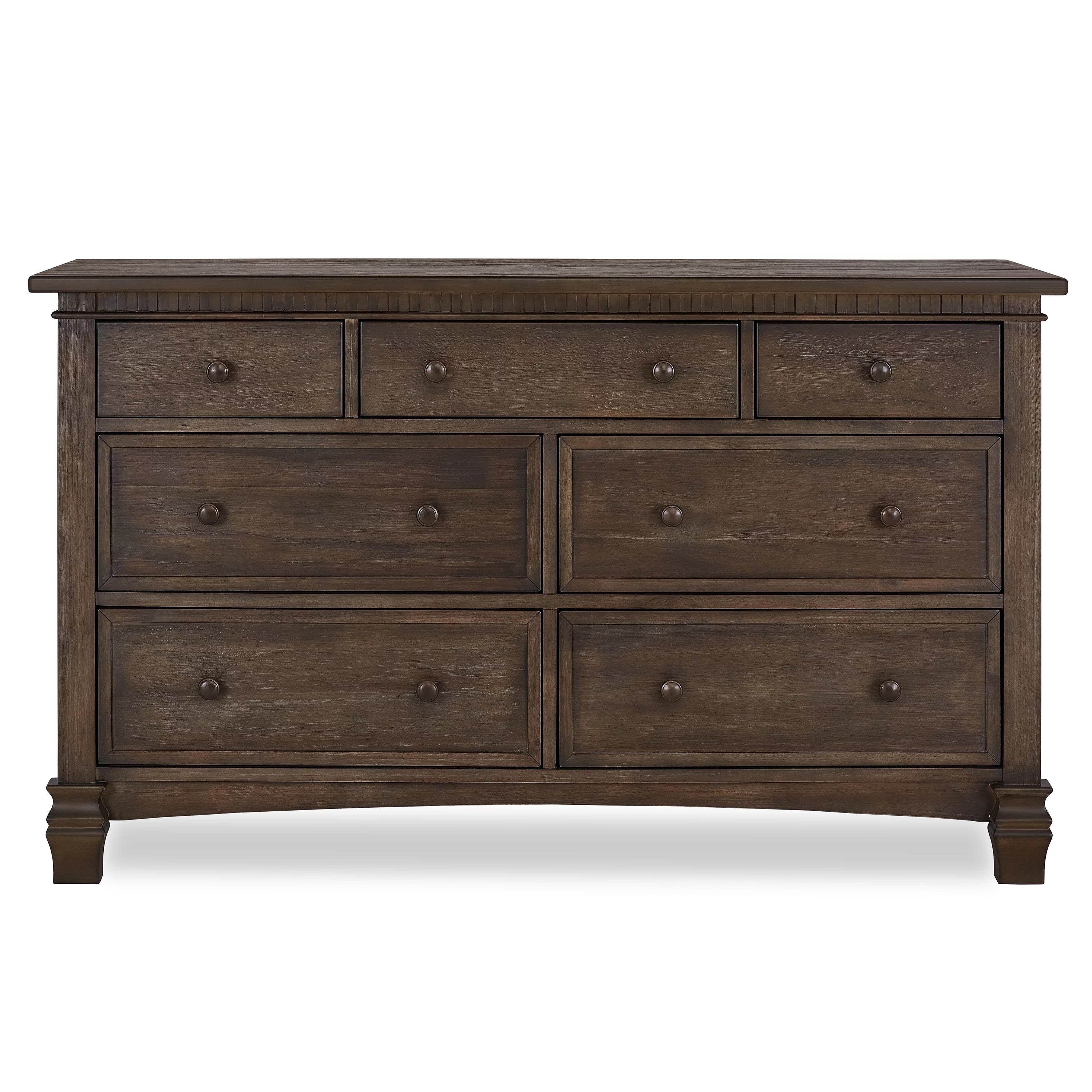 Antique Brown 7 Drawers Double Dresser V94811