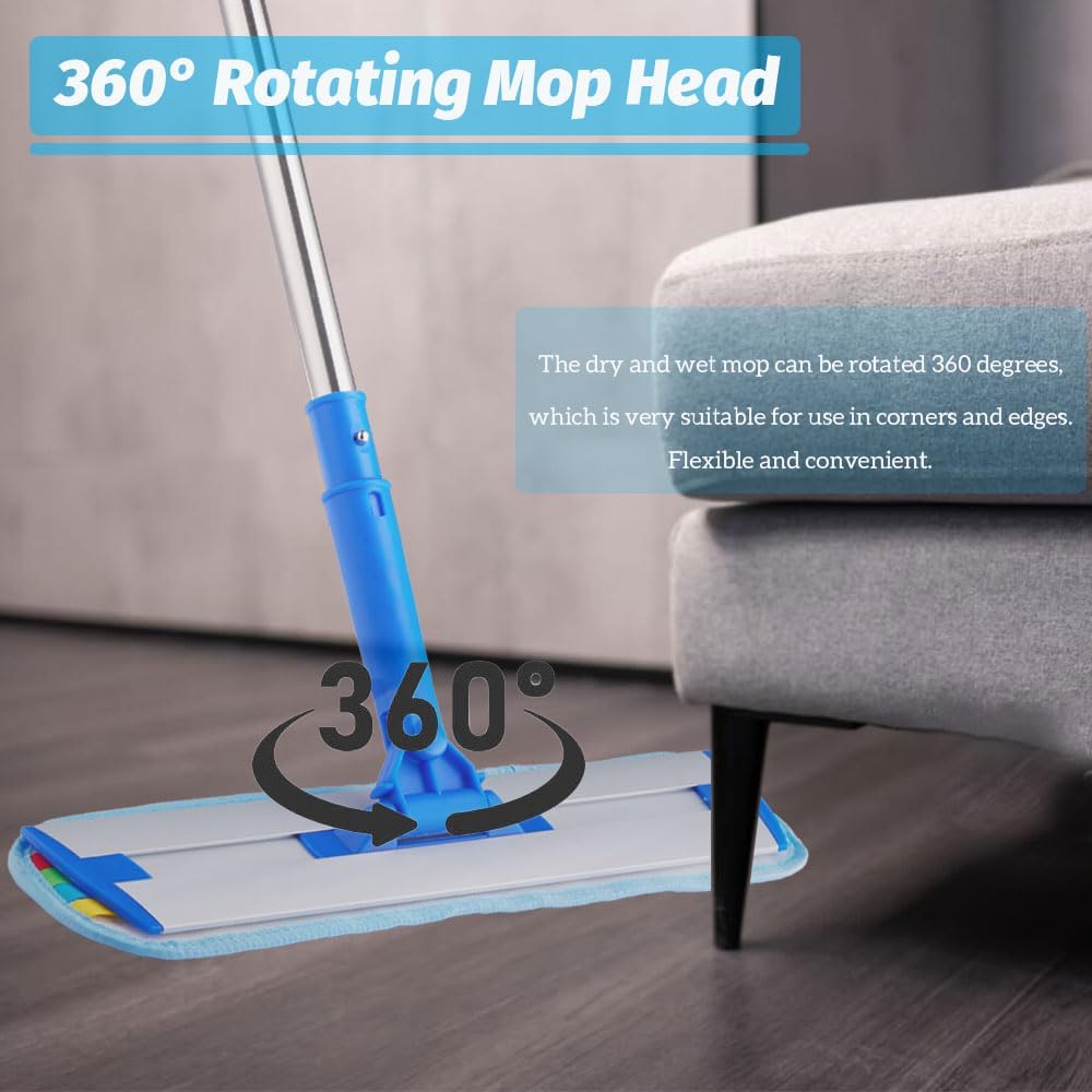 Microfiber Flat Mop with 4pcs Reusable Washable Mop Pads J611