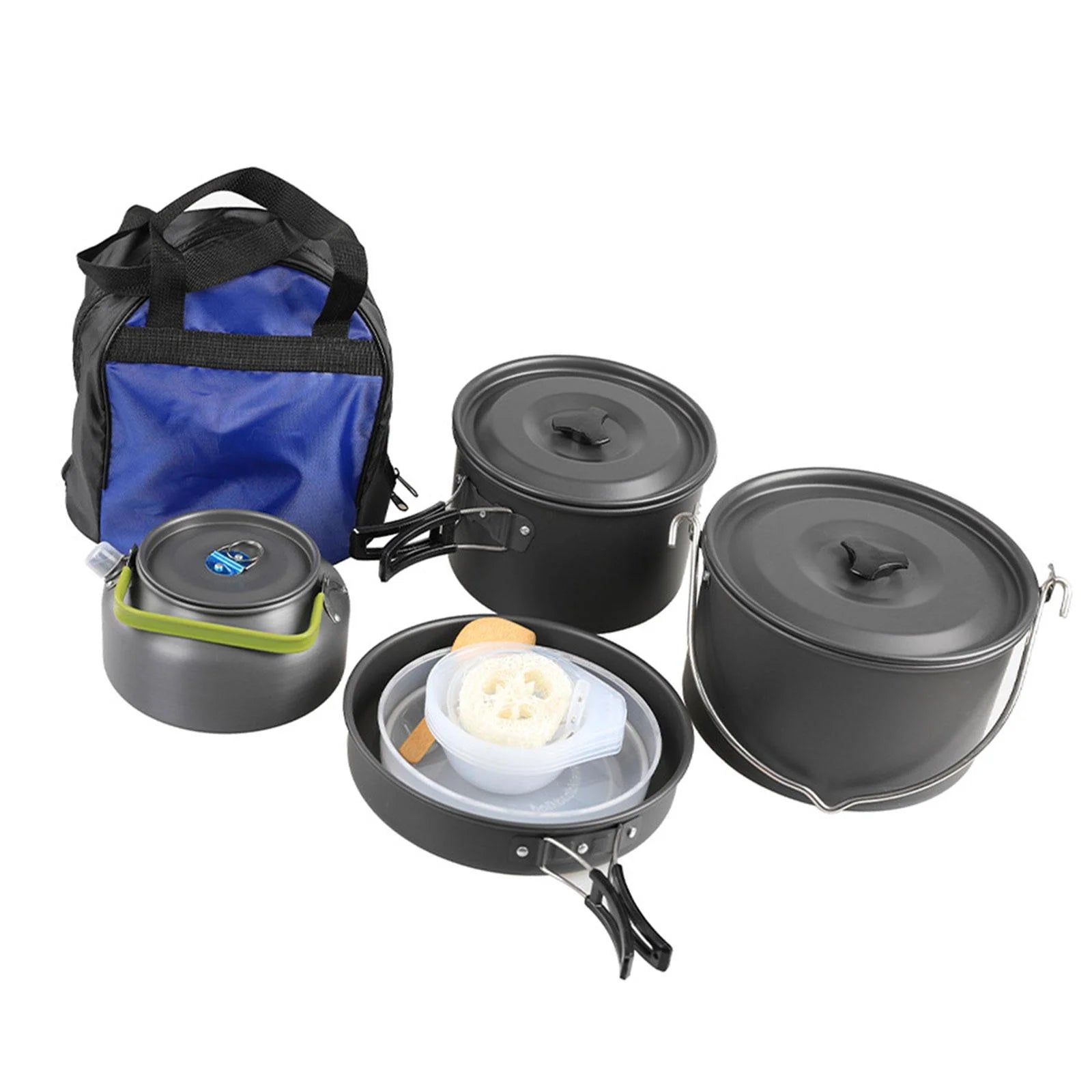 Portable Aluminum Camping Cookware Set with Teapot and Pan V422