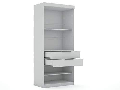 White 4 Drawer Freestanding Wardrobe Closet with Doors and Adjustable Shelves P591373
