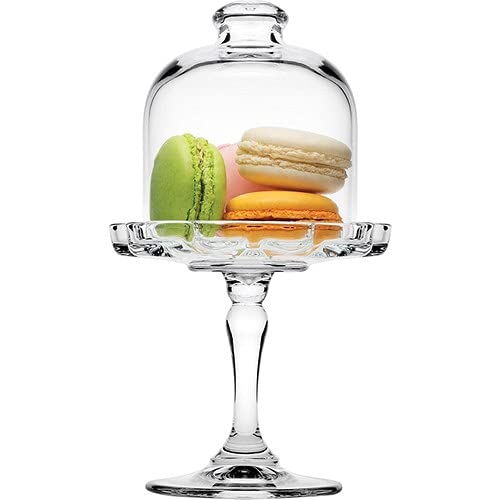 Mini Cake Stand Glass Cupcake Display Plate with Dome Cover Pedestal Dessert Stand Holder I560