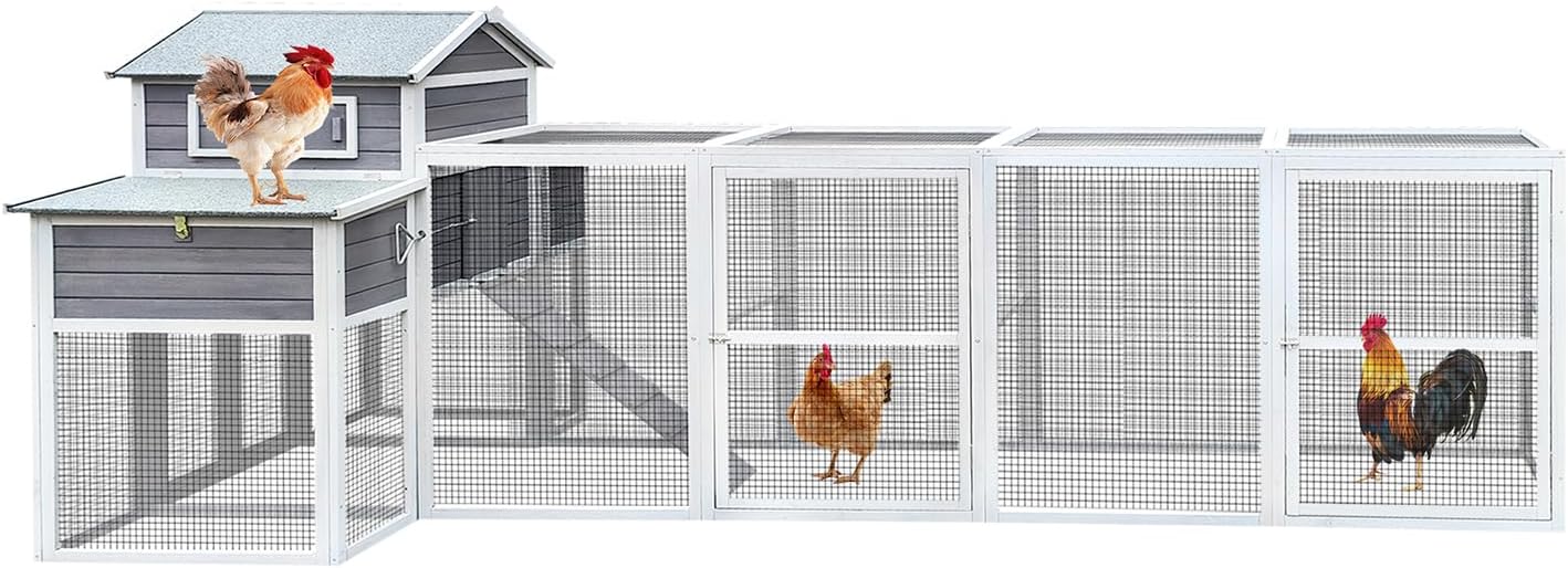 Extra Large Black Wooden Chicken Coop with Two Nesting Boxes and 5 Perches B32568