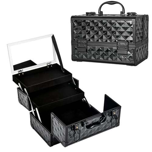 Black Makeup Train Case with Mirror B278733