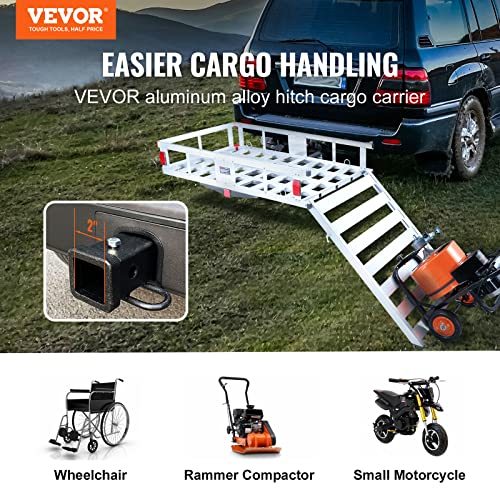 50 x 29.5 x 8.7 inch 500lbs Capacity Aluminum Hitch Cargo Carrier with Folding Ramp W2269