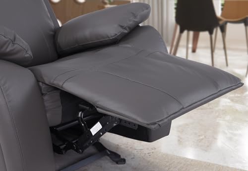 Black Oversized Manual Leather Recliner Sofa Couch with Cup Holders B828