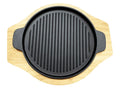 9.25 Inch Cast Iron Grill Pan with Rubber Wood Underliner I362
