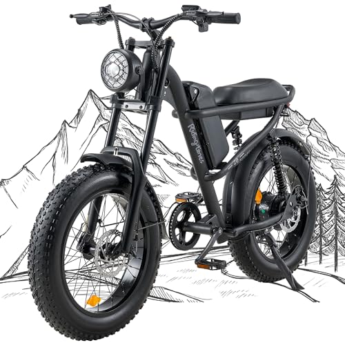 1500W Moped Style Electric Bike, 20 Inch Fat Tire, 6-Layer Full Suspension Ebike, 15.6AH Removable Battery J439108