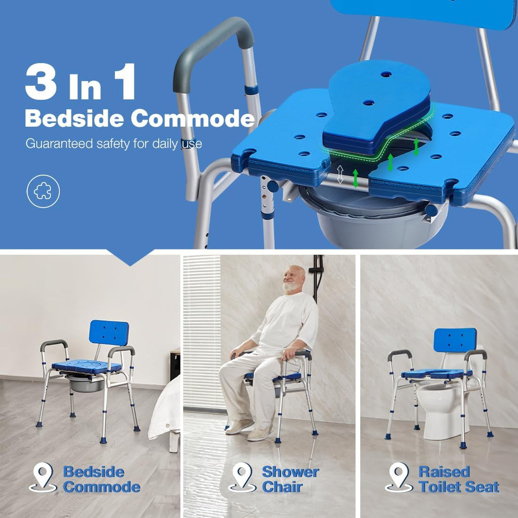 3 in 1 Bariatric Commode Chair with Extra Wide Seat Opening K93357
