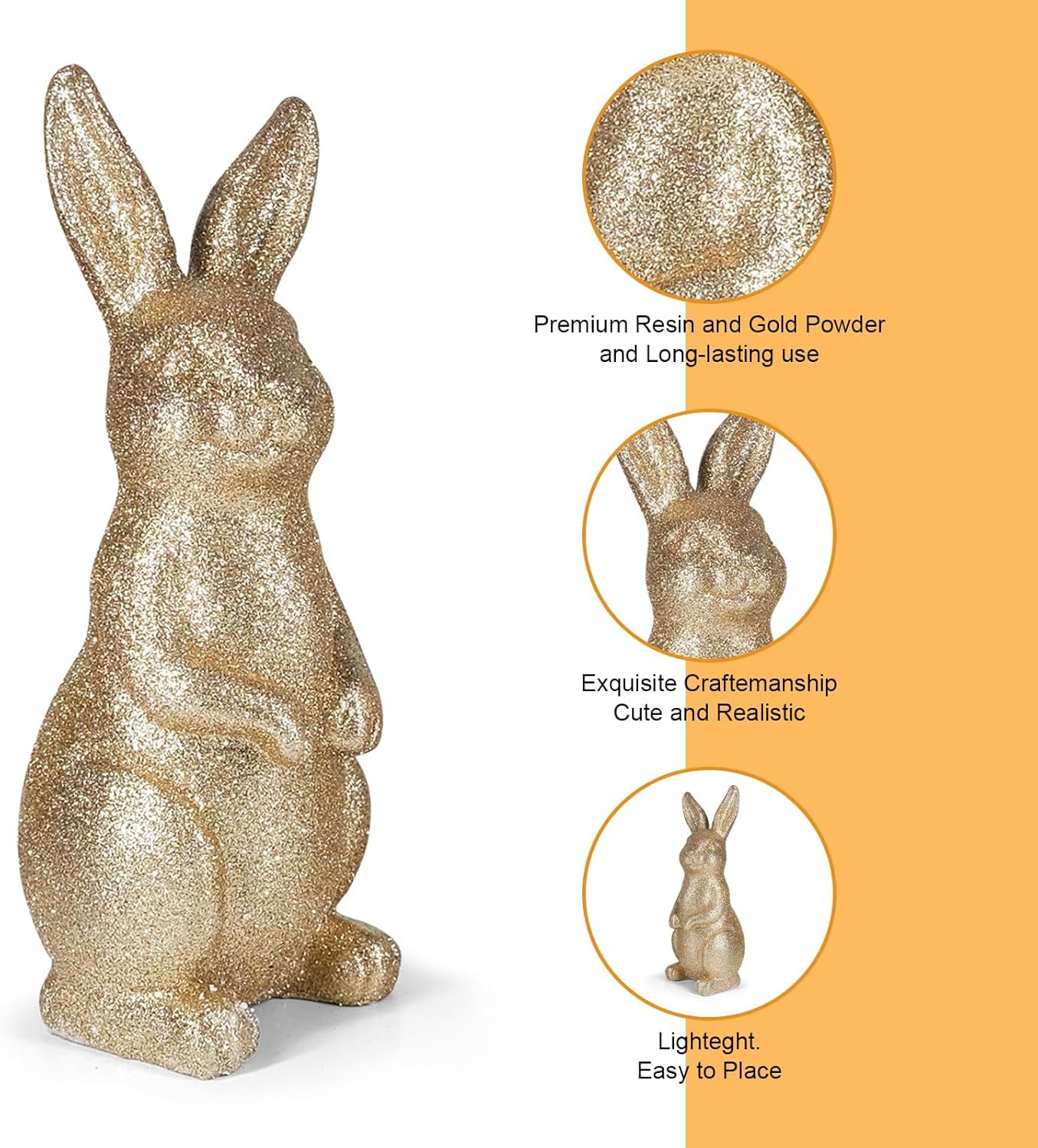 Golden Polyresin Bunny Easter Decor Statue G727