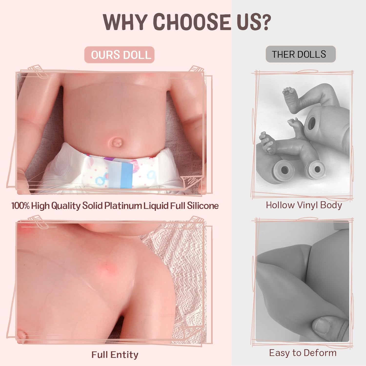 16-Inch Full Platinum Silicone Realistic Newborn Baby Dolls U962