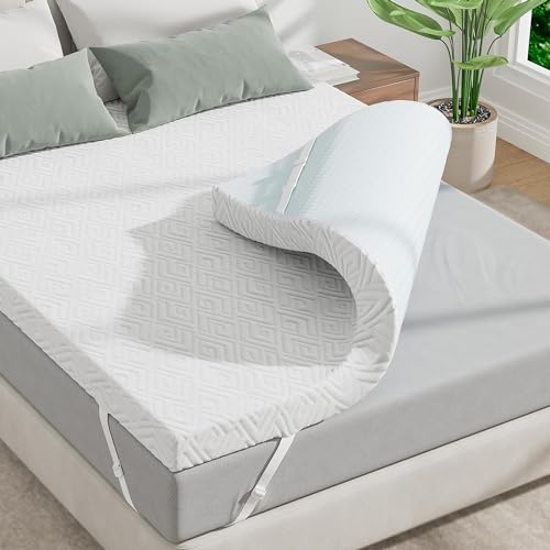 3 Inch Gel Memory Foam Mattress Topper with Removable Washable Cover (Queen) D71835